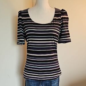 White House Black Market Navy and White Striped Top